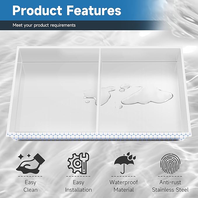 BATHFINESSE Shower Niche 9" X 25" White, Stainless Steel Wall Niche Double Shelves Recessed Shower Shelf for Bathroom Storage, No Tile Needed Over Mount Installation