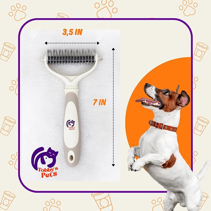 Tobby’s Pets Pet Grooming Kit – 3-Piece Dog & Cat Brush Set with Dematting Tool, Deshedding Brush & Self-Cleaning Slicker Brush – Professional Grooming for Long-Haired Dogs, Double Coats & Cats