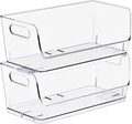 Sorbus Stackable Storage Bins Open Front, Clear Stackable Storage Bins, Pantry Bins for Storage and Organization, Acrylic Stackable Bins for Kitchen, Clear Pantry Organizer Bins (Small Narrow 2 Pack)