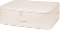 Decorative Basket Rectangular Fabric Storage Bin Organizer Basket with Handles for Clothes Storage (24 x 15.3 x 7, Beige)