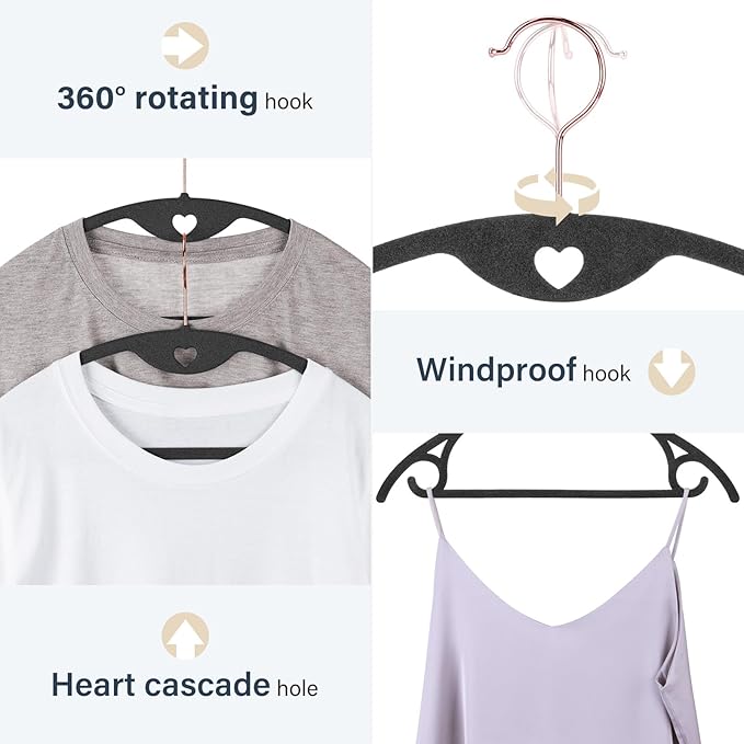 IEOKE Velvet Hangers 30 Pack: Felt Clothes Hangers Heavy Duty Shirt Sweater Hangers No Shoulder Bump Non Slip Slim Thin Coat Hangers for Closet - Black Grey/18 XL