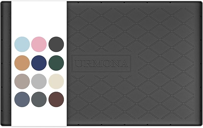 URMONA 34" x 22" Waterproof Silicone Mat in Multiple Sizes & Colors, Under Sink Mat for Kitchen & Bathroom, Pet Food Pad for Dogs & Cats, Kitchen Cabinet Liner, Multi-Purpose for Storage(Black)