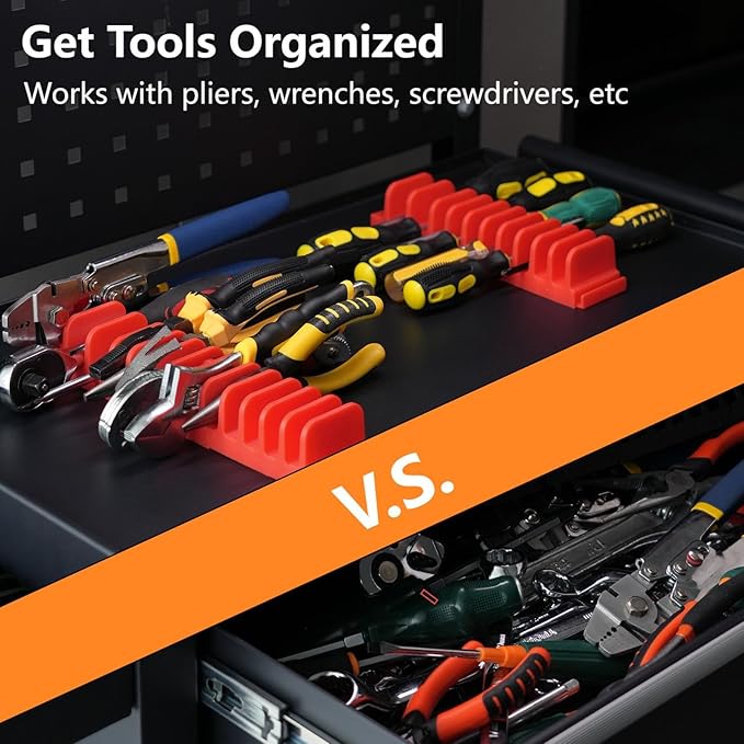24 pcs Modular Magnetic Plier Organizers for tool boxes | Modular Plier holder for Mechanics, Technicians & DIY Toolboxes | Space-Saving & Quick-Access (Red)