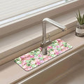 Sink Splash Guard Faucet Mat Abstract Pink and Green Hexagon Texture Absorbent Fast Drying Mat Sink Gadgets Splash Guard Behind Faucet Drip Catcher for Kitchen Bathroom 15.5"X5.5"