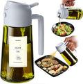 TrendPlain - Original 16oz/470ml Olive Oil Dispenser Bottle for Kitchen Gadgets and Air Fryer Accessories - Olive Oil Sprayer for Cooking w/Stickers - Ash