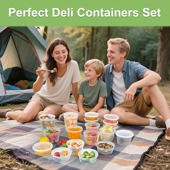 60 Sets (120-Piece) Deli Containers with Lids 16 oz, Leak-Proof & BPA Free Airtight Takeout Plastic Food Storage Containers for Soup, Freezer/Microwave/Dishwasher Safe