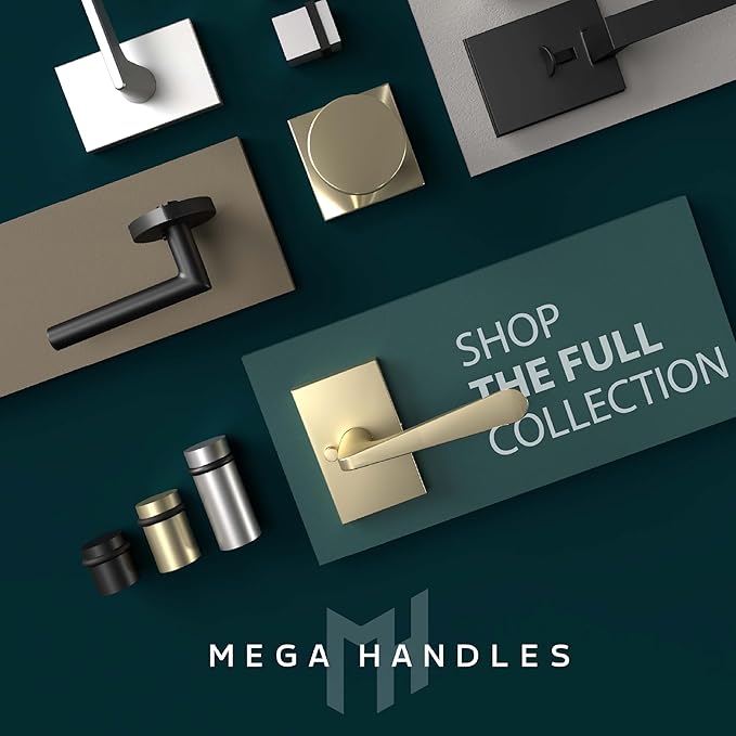 Mega Handles Linear Floor Door Stopper, Quickly Installed Wall Protector, Wall Protectors from Door Knobs, Floor Door Stop with Mounting Hardware Included - Satin Nickel - 2 Inch