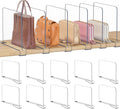 OKPOW Shelf Dividers for Closet Organization - 8" Tall X 12" Deep Acrylic Clear Sturdy Separators for Clothes Purse - Adjustable Removable Easy to Install Storage for Wood Cabinet Housewife 10 Pack