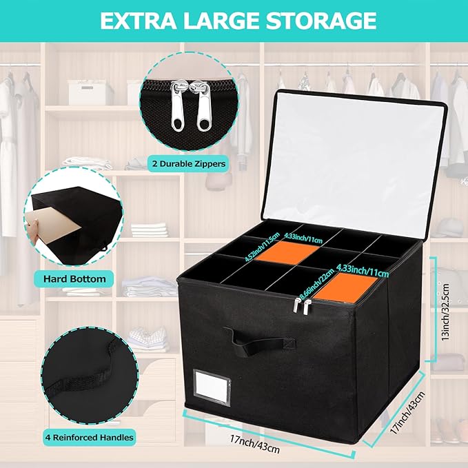 Shoe Organizer for Closet, Fits up to 12 Pairs, Foldable Shoe Storage Containers with Clear Cover, Large Adjustable Shoe Box Organizers, Space Saving Shoes Holder