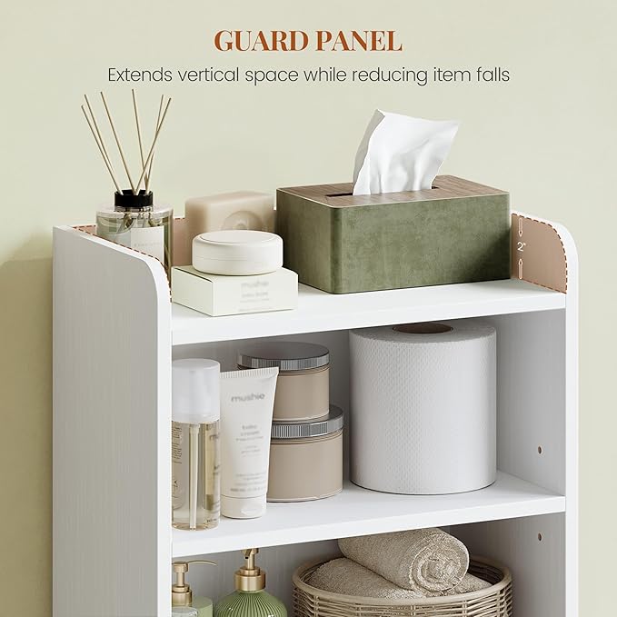 Small Bathroom Storage Cabinet, Bathroom Organizers and Storage with 2 Doors and Shelves, Floor Cabinet Freestanding with Adjustable Shelf for Small Spaces, White 7.9" D x 14.6" W x 29.6" H