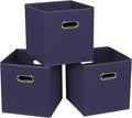 STOREONE Fabric Storage Bins Cubes Baskets Containers-(11X11X11) with Dual Handles for Shelf Closet, Nursery Home ， Bedroom Organizers, Foldable Set of 3 (Navy Blue)