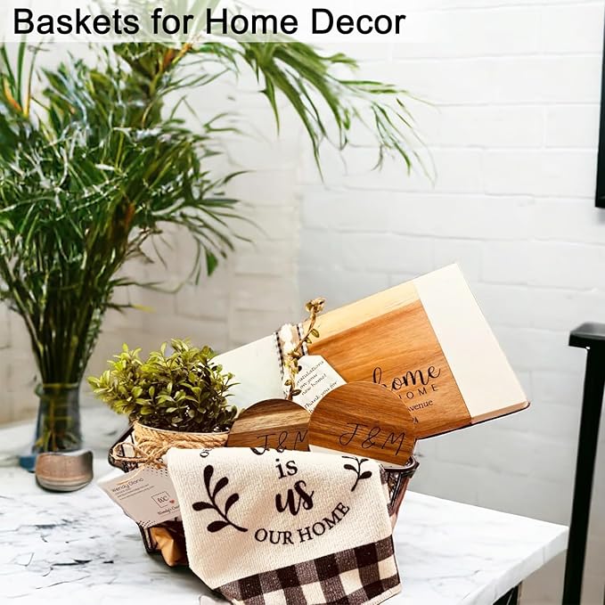 Wire Baskets for Organizing, 4 Pack Household Pantry Basket Black Metal Storage Bins Wire Storage Baskets Metal Baskets for for Home Office Kitchen, Bathroom