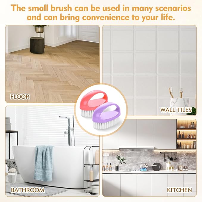 2 Pack Small Scrub Brush,Heavy Duty Stiff Nylon Bristles Cleaning Brush,Durable Small Cleaning Brush for Household Cleaning