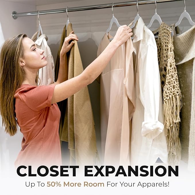 200 Pack Velvet Hanger for Shirt Pants Dresses Skirts Suits Jackets - Slim Space Saving Design - Standard Coat Hanger - Sturdy & Durable Design with Shoulder Grooves Hook