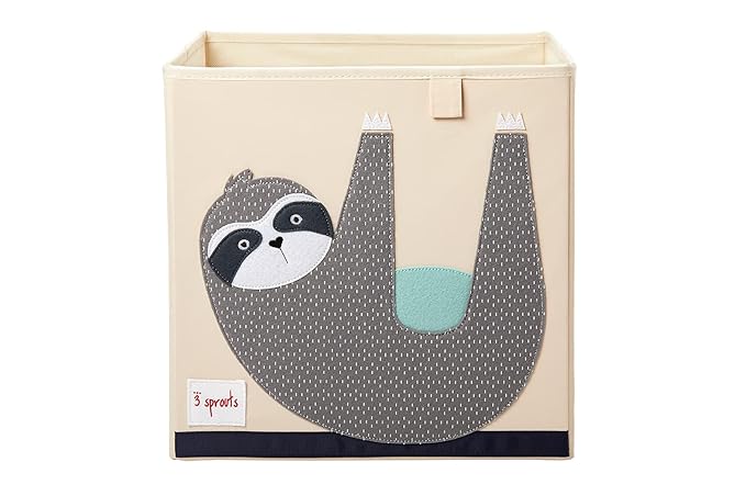 3 Sprouts Toy Storage Organizer: Toy Box Cube Organizer for Playroom, Nursery - Foldable Storage Bin - Sloth