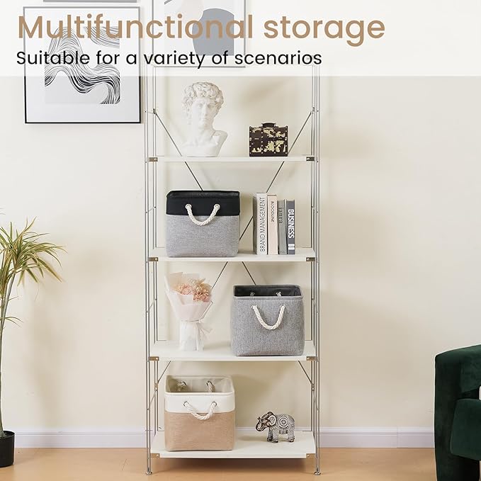 Large Storage Baskets- 15x11x10 inch Storage Bins for Shelves and Closet Organizing, Foldable Fabric Bin for Home Organization Clothes and Laundry (6-Pack, Gray)