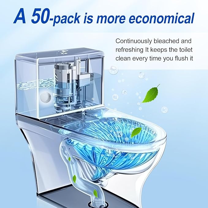 Automatic Toilet Bowl Cleaner Tablets,Bleach Descale&Deodorize-Tank Drop-In Tablets for Stain&Limescale Removal, Fresh Scent, Septic-Safe, Compatible with effective Works with Toilets-easy to use