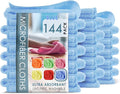 Hearth & Harbor Microfiber Cleaning Cloth, Towels for Cars 144 Pack Washcloths, Blue Rags, Reusable Towel, Cloth Rags Cleaning, Lint Free 12''x12''