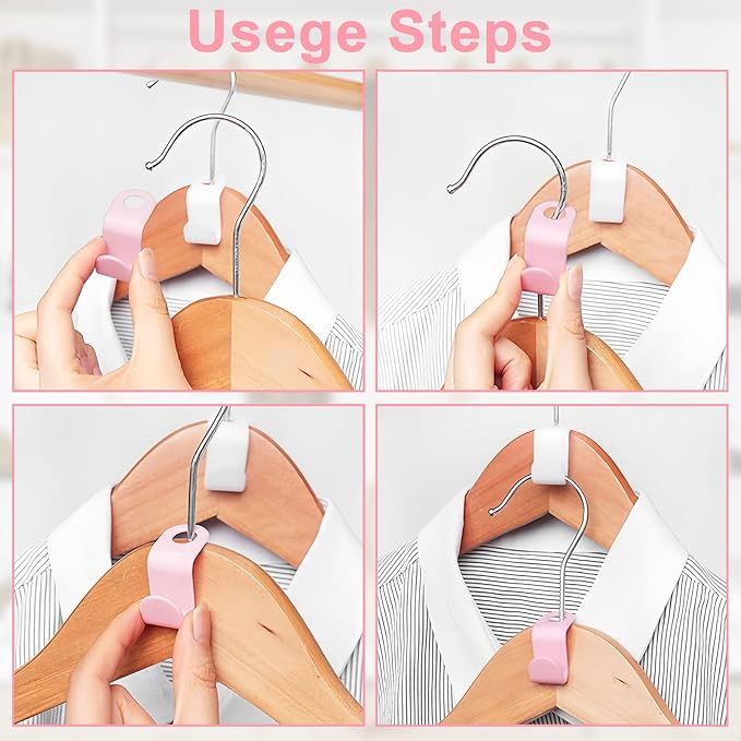 100 PCS Space Saving Hanger - Clothes Hanger Connector Hooks, Stacking Space Saver, Plastic Closet Organizers and Storage Extender for Heavy Duty Hangers Connection (100, Multicolor)
