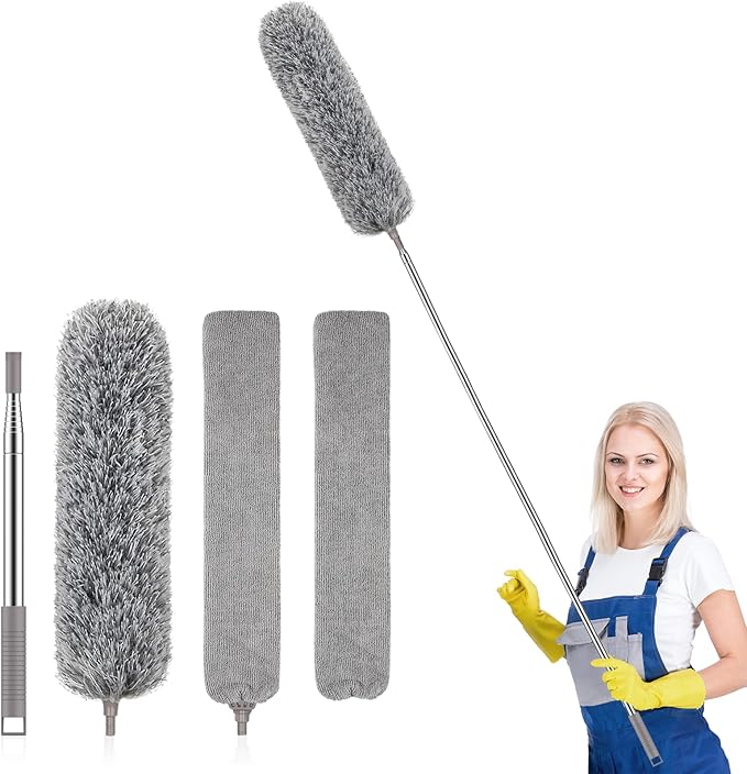 SetSail Dusters for Cleaning 100-inch Extra-Long Gap Duster with Extension Pole Bendable Microfiber Head Washable Ceiling Fan Cleaner Duster for High Ceilings, Floor