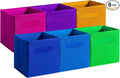 Fabric Storage Bins - 6 Pack Collapsible Cube Organizer for Closet, Shelves & Living Space, Pastel & Dark Color Options - Foldable Storage Boxes with Handles for Clothes (Dark Colors, 11 inch)