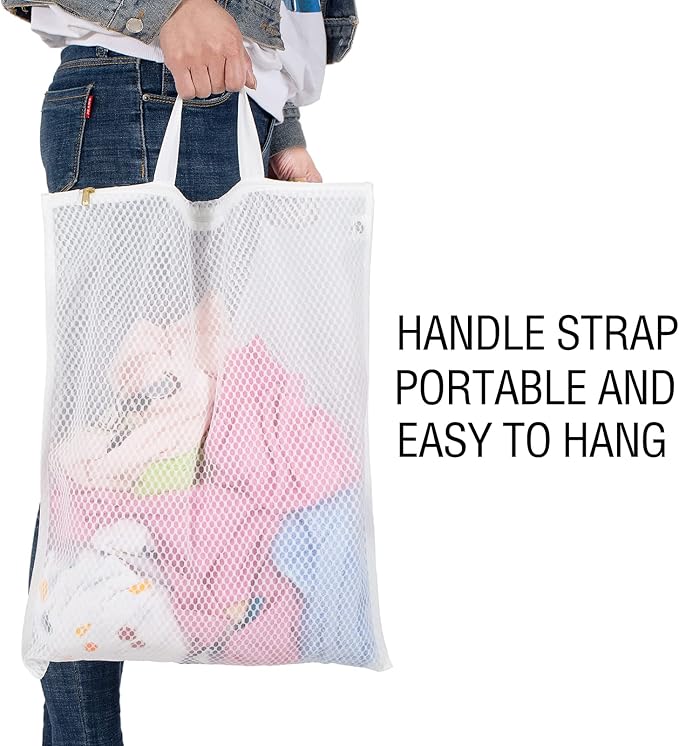 Tenrai Laundry Bag Mesh Wash Bag，Use YKK Zipper，Tote Bag Bathroom Hanging, Bra Fine Mesh Wash Bag for Underwear 3 Bags（3L Cellular Mesh）