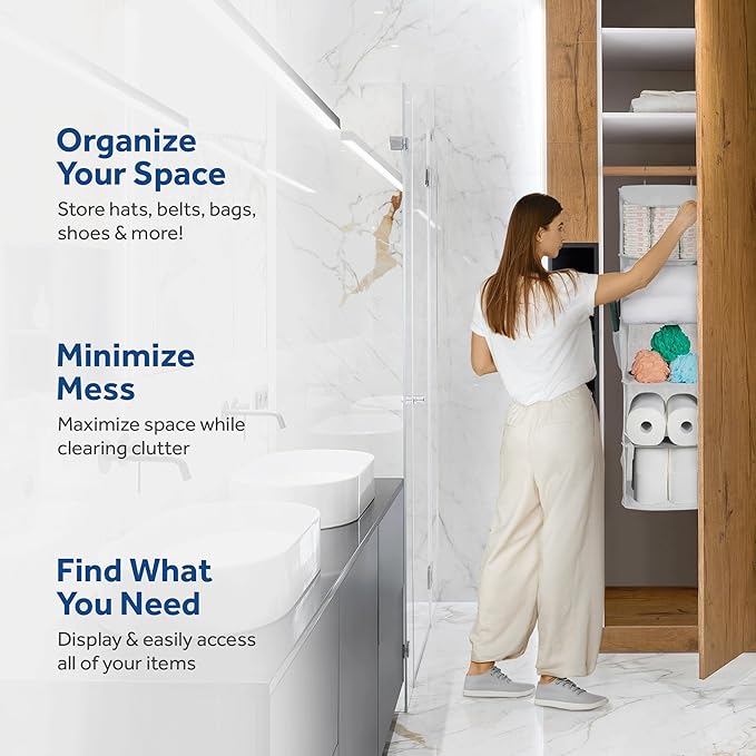 ZOBER Hanging Closet Organizer, 5-Shelf - Hanging Storage Organizer Shelves for Clothes, Towels, Toys - College Dorm Room, Nursery, & Home Closet