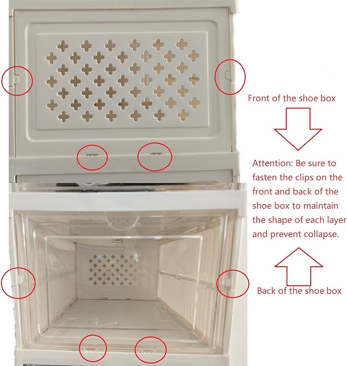 5 Tiers Stackable Shoe Storage Organizer bins open front, Space Saving Shoe Rack Holder Boxes,Moving Cabinet Bins Sturdy, Clear