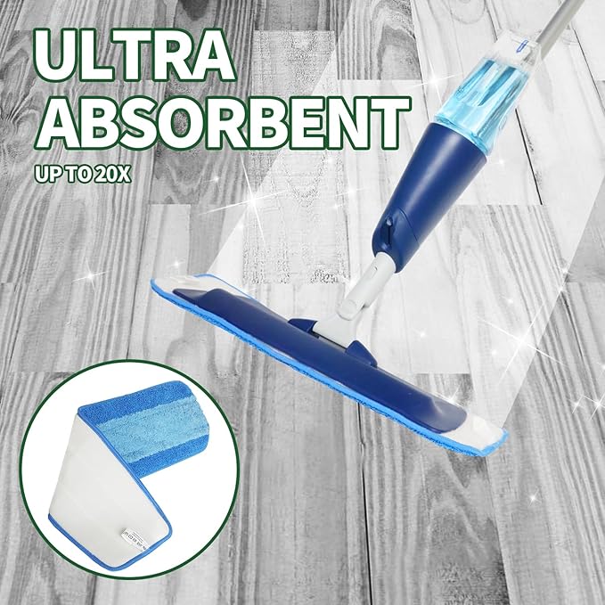 24 Pack Microfiber Cleaning Pads for Bona Mop, Reusable Microfiber Mop Pads for 18 Inch Mop, Hardwood Floor Replacement Cleaning Mop Pads, Machine Washes
