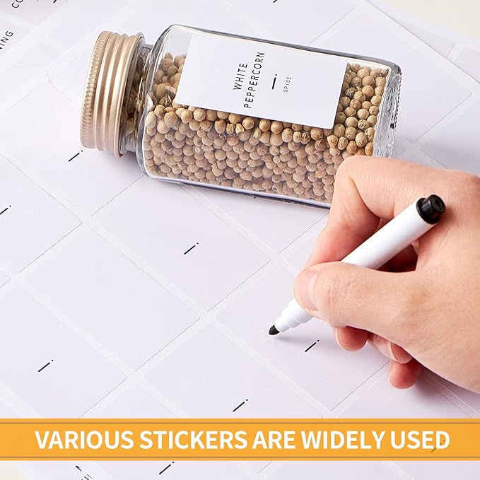 25 Pcs Spice Jars with Label- Glass Spice Jars with Gold Metal Caps,Shaker Lids, Funnel, Chalk Pen, Brush,Cleaning Cloth,Skiileor 4oz Seasoning Containers Bottles for Spice Rack, Cabinet, Drawer
