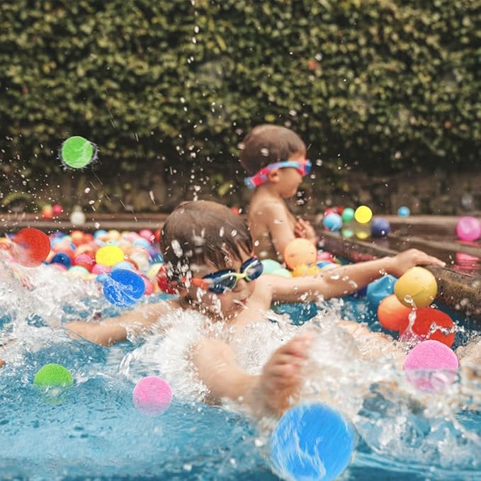 Water Balls Quick Fill Water for Pools, Fighting, Water Companions, Water Balloons for Outdoor Family, Friends, Backyard Summer Splash Party Gift (60pack - Reusable Water Balls)