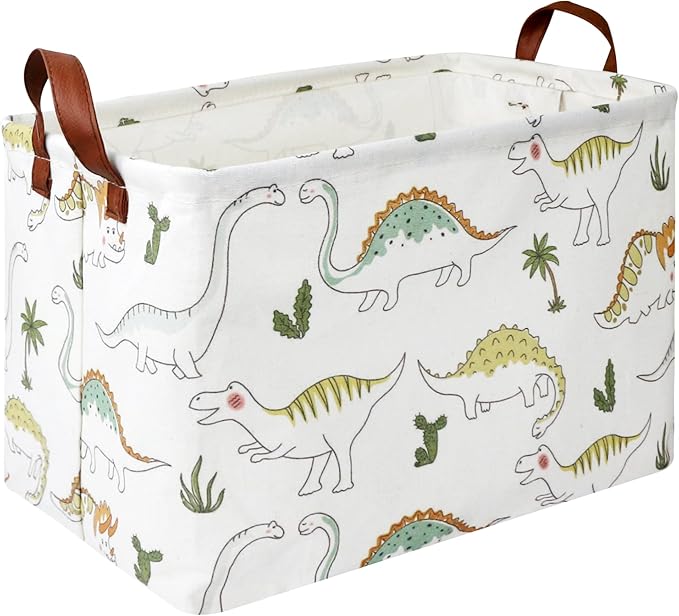 Rectangular Dinosaur Basket, Books Box, Storage Trunk, Gift Basket, Room Decor(Light Dinosaur)