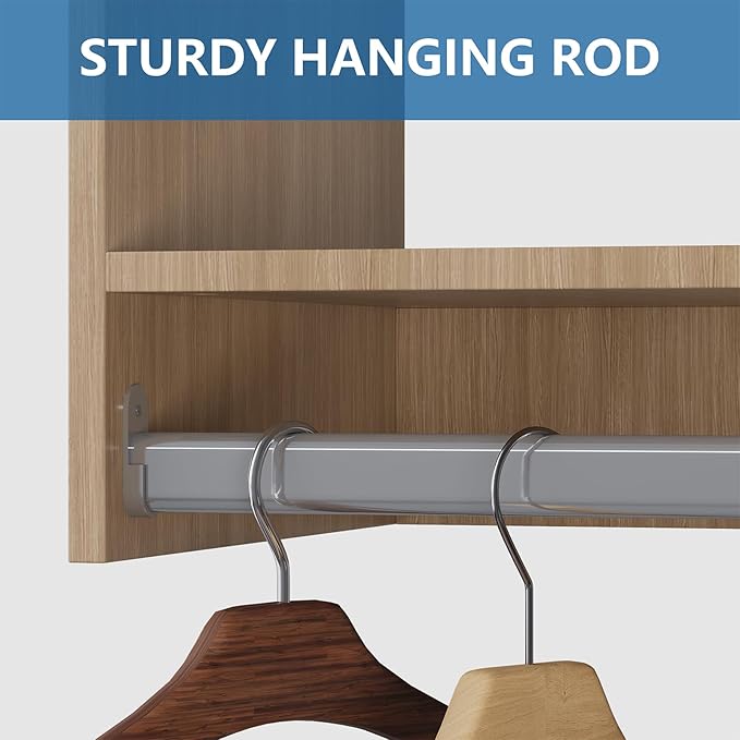 MODCART Tall Hanging Closet Unit, Modular Closet System, Wood Closet System Organizer with Storage for Walk In Closets, Clothing Rack Wardrobe Closet for Hanging Clothes, Bedroom, Wood, 28.5"W