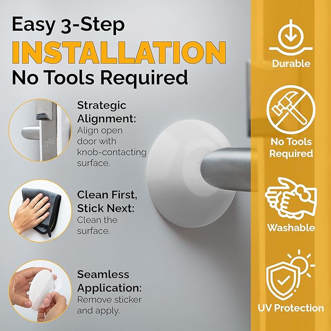 Ducki Door Stop Wall Protectors, 6 Pack White, Self Adhesive Reusable Solution for Stopping Wall Damage & Noise from Doors, Refrigerators, & in Your Home or Office, Durable Shock Absorbent & Discreet