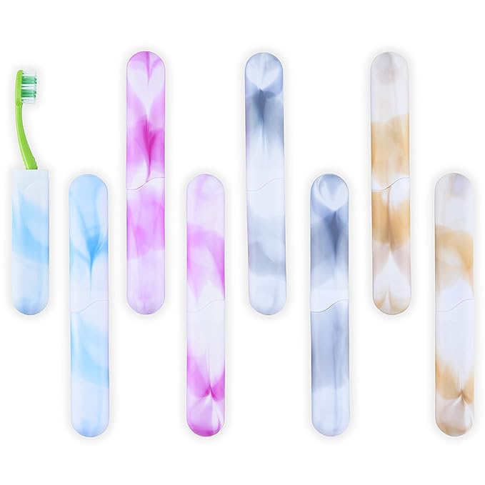 8 PCs Elite Travel Toothbrush Case with Drainage Holes–Portable, Breathable Plastic Toothbrush Holder Travel Covers–Ideal for Camping, Trips & Daily Use Cute Tooth brush Cover Container– Multi Colors