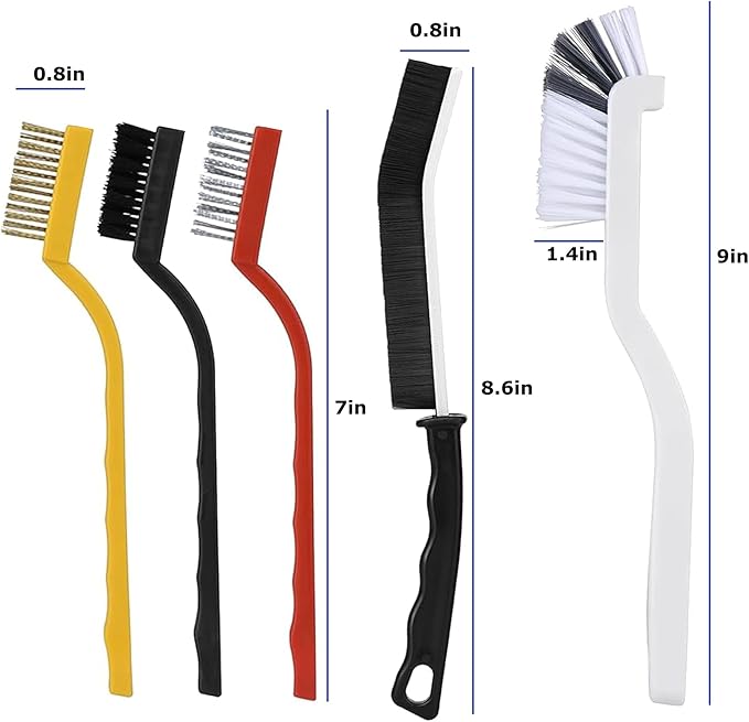 All-in-One Detail Cleaning Brush Kit – 12pc Crevice, Grout & Window Track Cleaning Set with 90° Angle Brushes, Brass/Steel/Nylon Options for Kitchen, Bathroom, Corners & Narrow Gaps