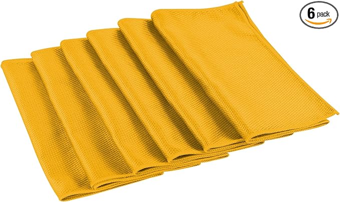 6PCS Microfiber Glass Cleaning Cloth, 12"×24" Fish Scale Cloth for Car Glass & Window Cleaning, Lint-Free Streak-Free, Multi-Purpose Mirror Washing Towels, Car Cleaning Supplies (Orange)