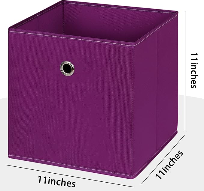 Foldable Storage Cubes Bins ,11 Inch Cloth Storage Cube Fabric Storage Box Cubes Organizer Baskets with Handles for Home Organizer Set of 3 (Purple)
