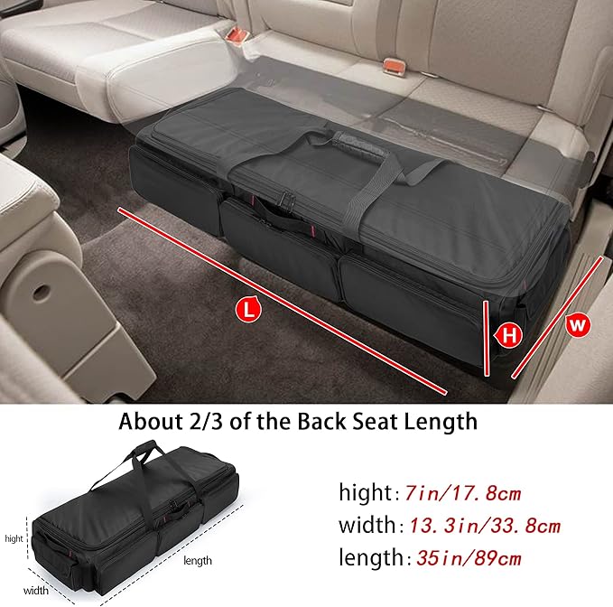 samdew Underseat Storage Bag Fit for SuperCrew Cab, Truck Under Seat Organizer with 4 Detachable Inner Dividers & Anti-slip Bottom for Full Size Trucks, Black