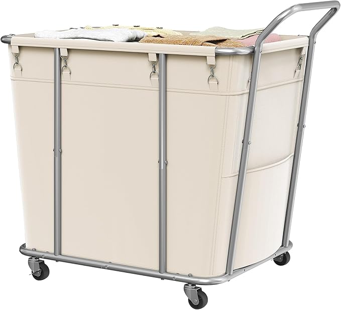 Laundry Sorter, 313L Large Laundry Basket, Rolling Hamper, Minimalist Laundry Organizer on Wheels, for Laundry Room, Bedroom, Guest Room, Beige TXY09WM