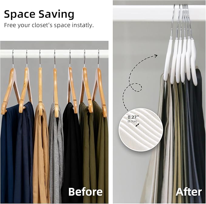Velvet Pants Hangers, 20 Pack Non-Slip Open Ended Hangers with 360° Swivel Hook Slim Space Saving Jeans Hangers for Pants, Scarves, Ties, Towels, White