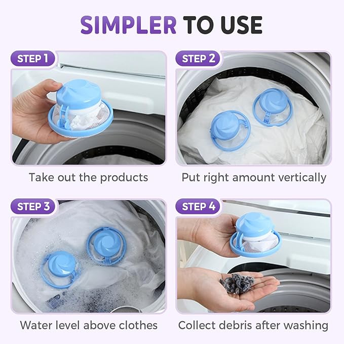 Floating Hair Filtering Mesh Removal, Lint Catcher for Washing Machine, Pet Hair Remover for Laundry, Reusable Washing Machine Hair Filter Mesh Bags (Mixed Color 6 Pack)