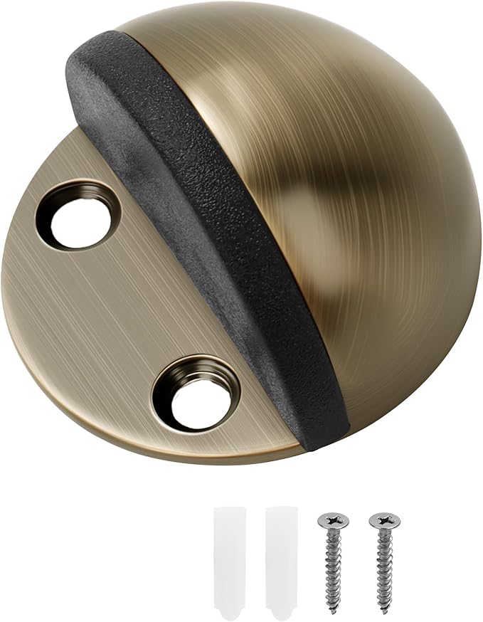 Floor Mounted Door Stops, Stainless Steel Door Stoppers for Floor, Floor Door Stop Mounted Half Moon, with Screws, for Hard Floor Concrete Floor(Bronze,1 Pcs)