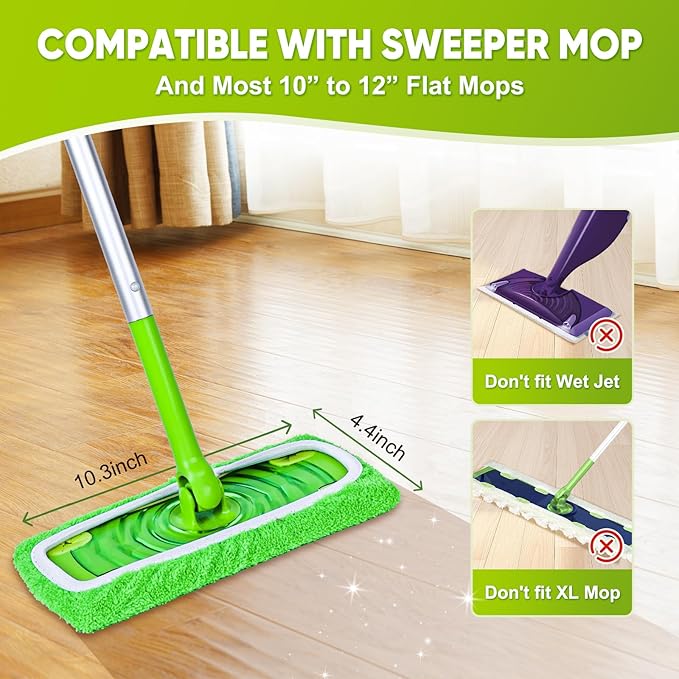 18-Pack Reusable Mop Pads Compatible with Swiffer Sweeper Mop - 100% Coral Fleece Washable Refills - Microfiber Dry & Wet Sweeping Cloths for Multi-Surface/Hardwood Floor Cleaning