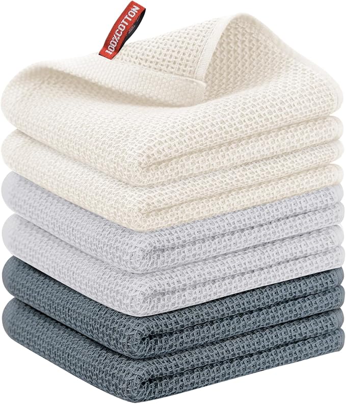 Nialnant 6 Pcs Kitchen Hand Towels, 100% Cotton Dish Towels for Washing Dishes, Super Soft and Absorbent Tea Towel-13 x 28 in