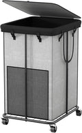 40 Gal Large Laundry Hamper with Lid, Rolling Laundry Basket with Wheels, Oxford Fabric Dirty Clothes Hampers with Removable Laundry Bag & Metal Frame for Bedroom, Laundry Room, Bathroom, Dorm(Grey)