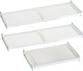 Expandable Closet Shelves, 3 Pack Adjustable Metal Closet Organizers and Perforated Storage Shelves for Wardrobe, Kitchen Pantry, Shoe Rack, (White,11.8" D x 17"-31" W,3PCS)