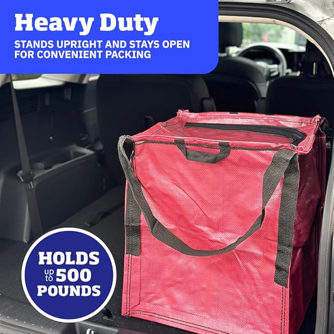 DURASACK Heavy Duty Storage Tote Bag with Zipper Top 22-Gallon Rugged Woven Polypropylene Moving Bag, Reusable Self-Standing Design, Holds up to 500 Pounds, Pack of 4, Red