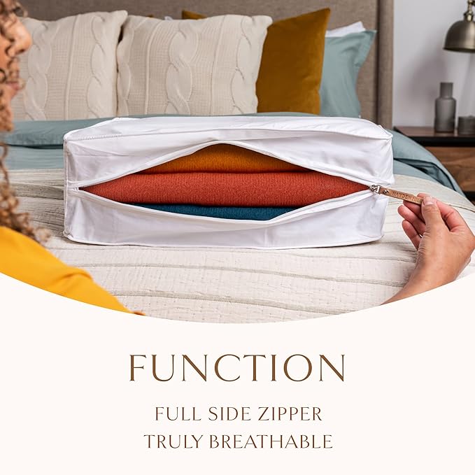 Hayden Hill Luxury Organic Cotton Sweater Bag and 3 Dust Bags - 18" Garment Bag and Dust Bags For Handbags - Certified Carbon Neutral
