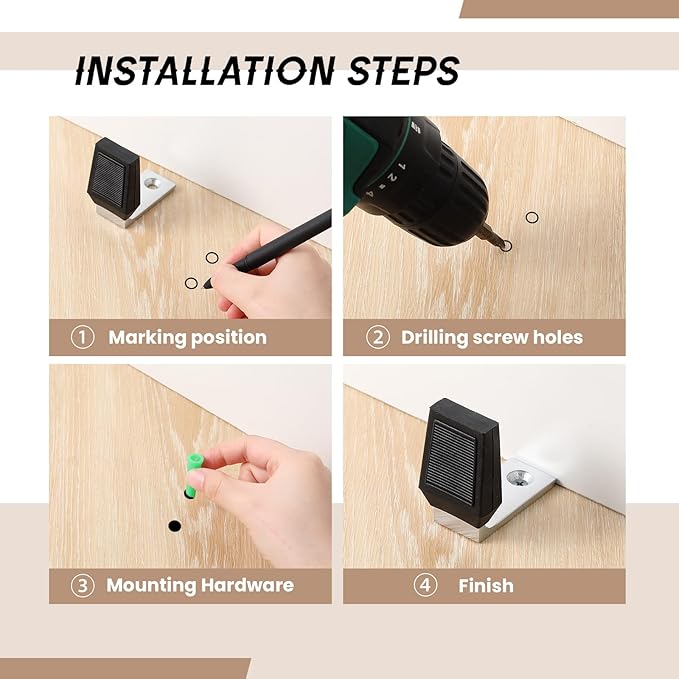 Moxweyeni 2 Pack Floor Door Stop Angle Door Stopper Floor Mounted Heavy Duty Base Fits Doors with up to 2" Gap Comes with Rubber Bumper Stainless Steel Screws Suitable for Wood Concrete Floors(Black)